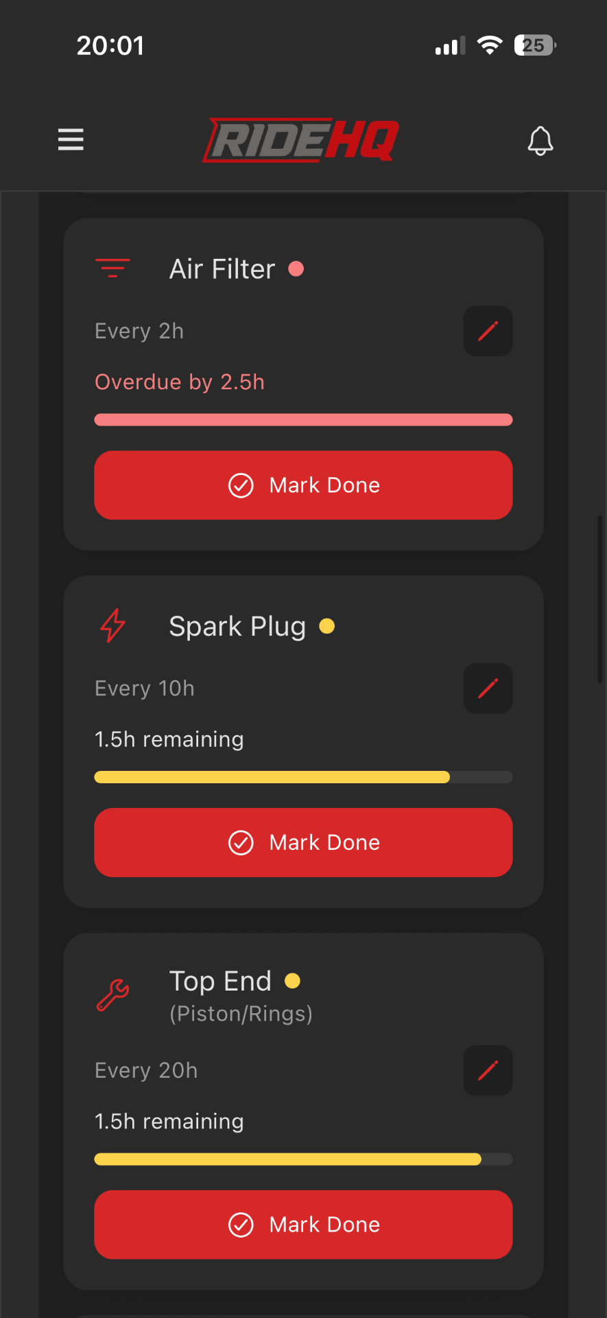 RIDEHQ — Maintenance: Know what's due before it breaks.